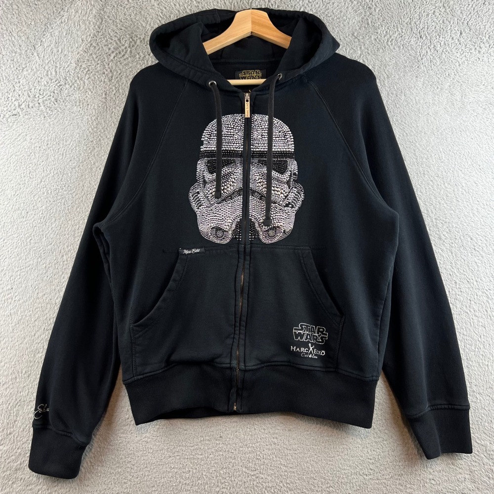 Marc Ecko Star Wars Stormtrooper Rhinestone Studded Zip Up Hoodie Black Womens S